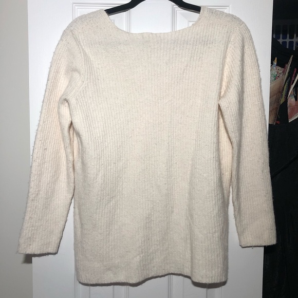 J Crew Wool Blend Cream V-neck Sweater - Picture 6 of 6